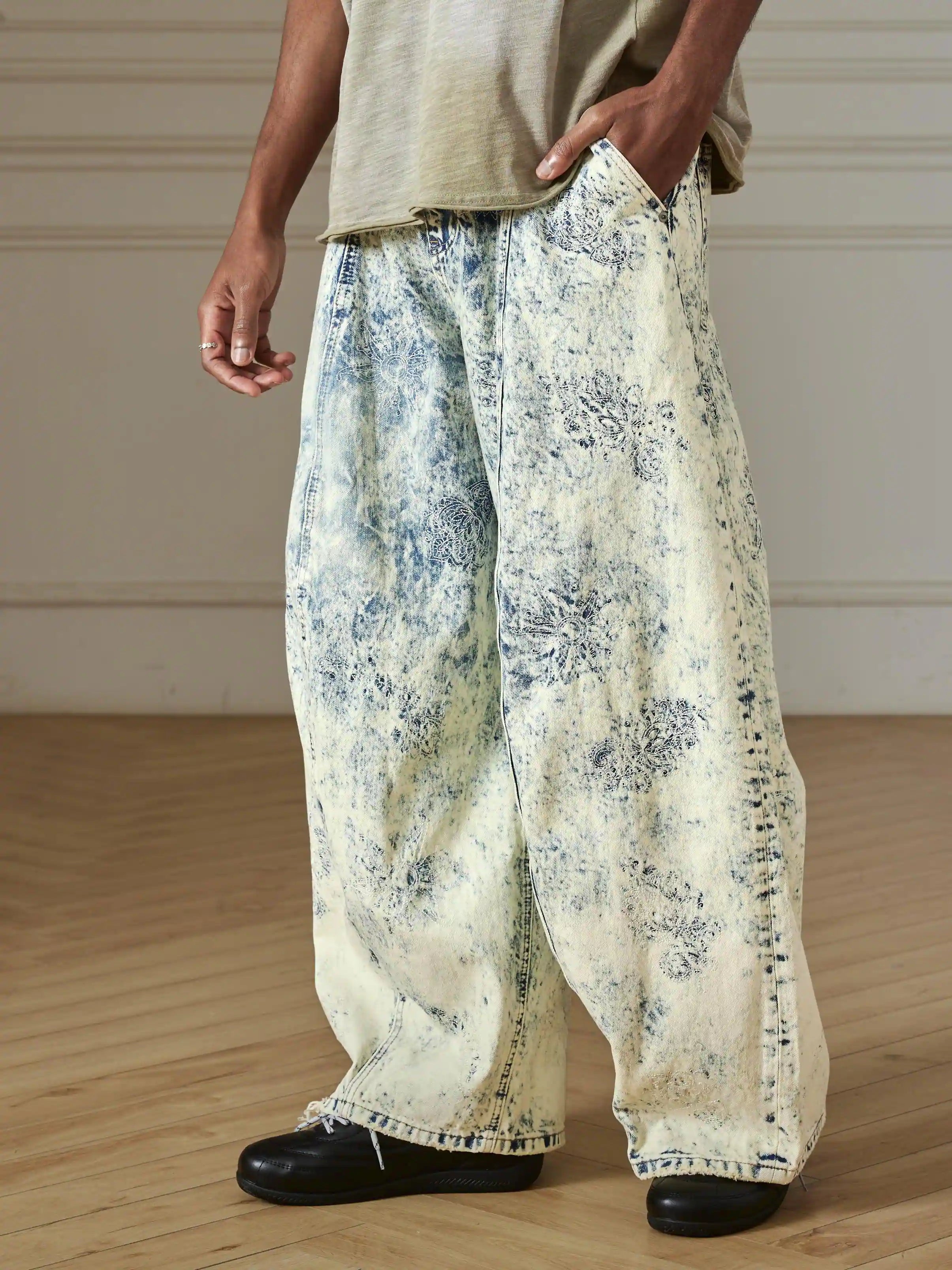 Acid Wash Wide Leg Jeans