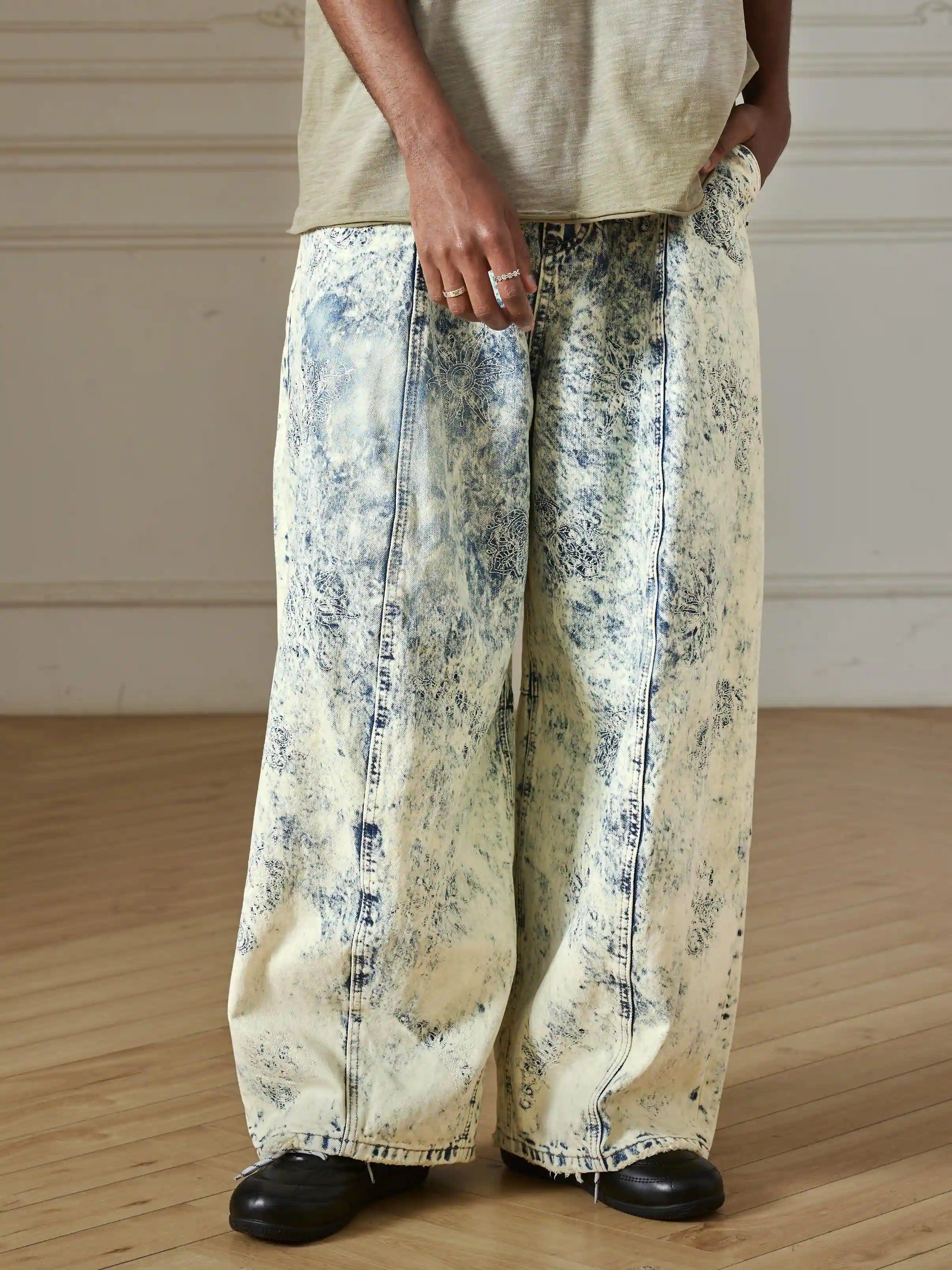 Acid Wash Wide Leg Jeans