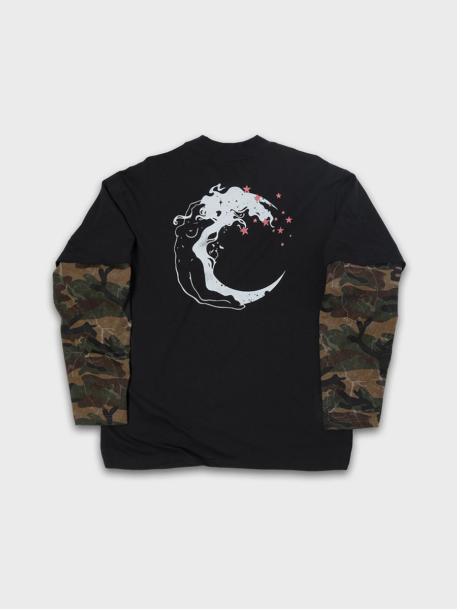 T-shirt à manches longues Doodle avec ourlet brut – Homme
