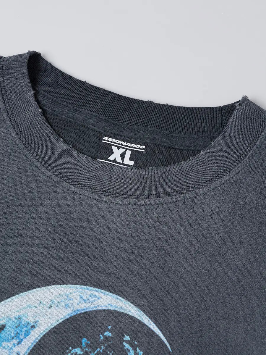 T-shirt à manches longues Doodle avec ourlet brut – Homme