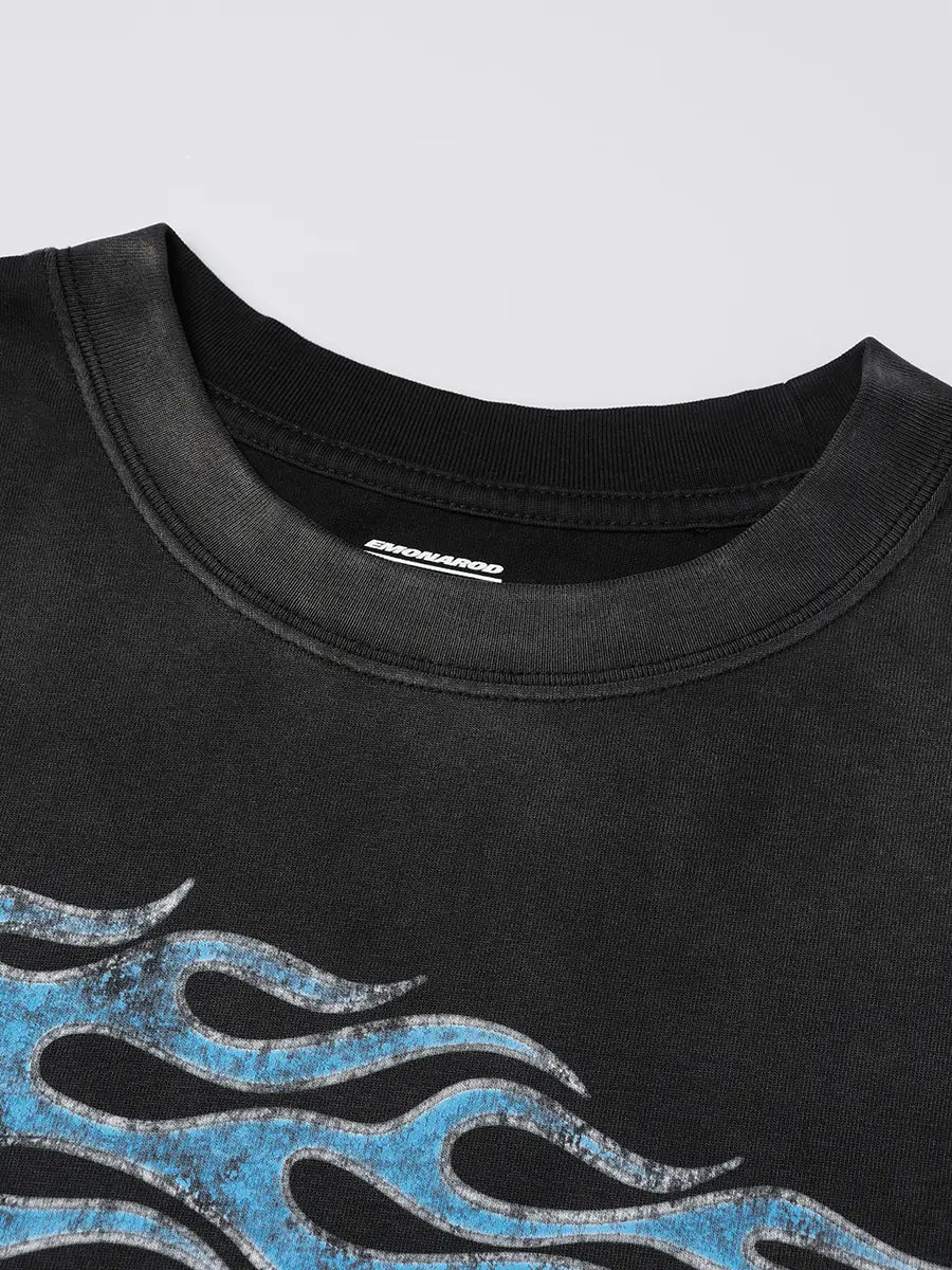 T-shirt à manches longues Doodle avec ourlet brut – Homme
