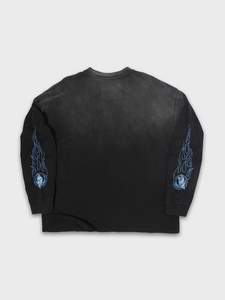 T-shirt à manches longues Doodle avec ourlet brut – Homme
