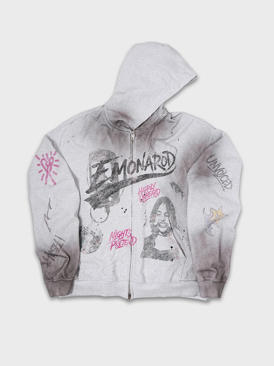 Doodle Langarmshirt mit offener Saumkante – Herren