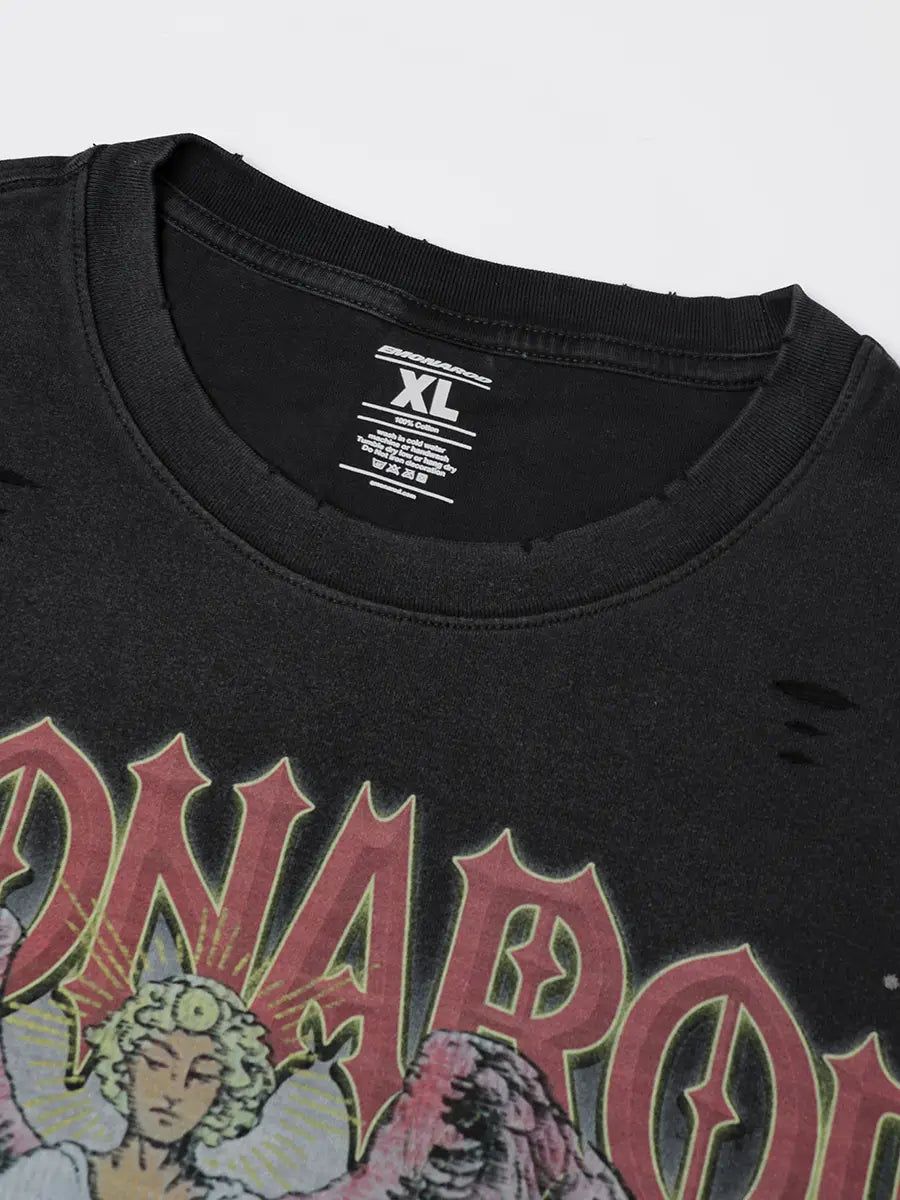 Doodle Langarmshirt mit offener Saumkante – Herren