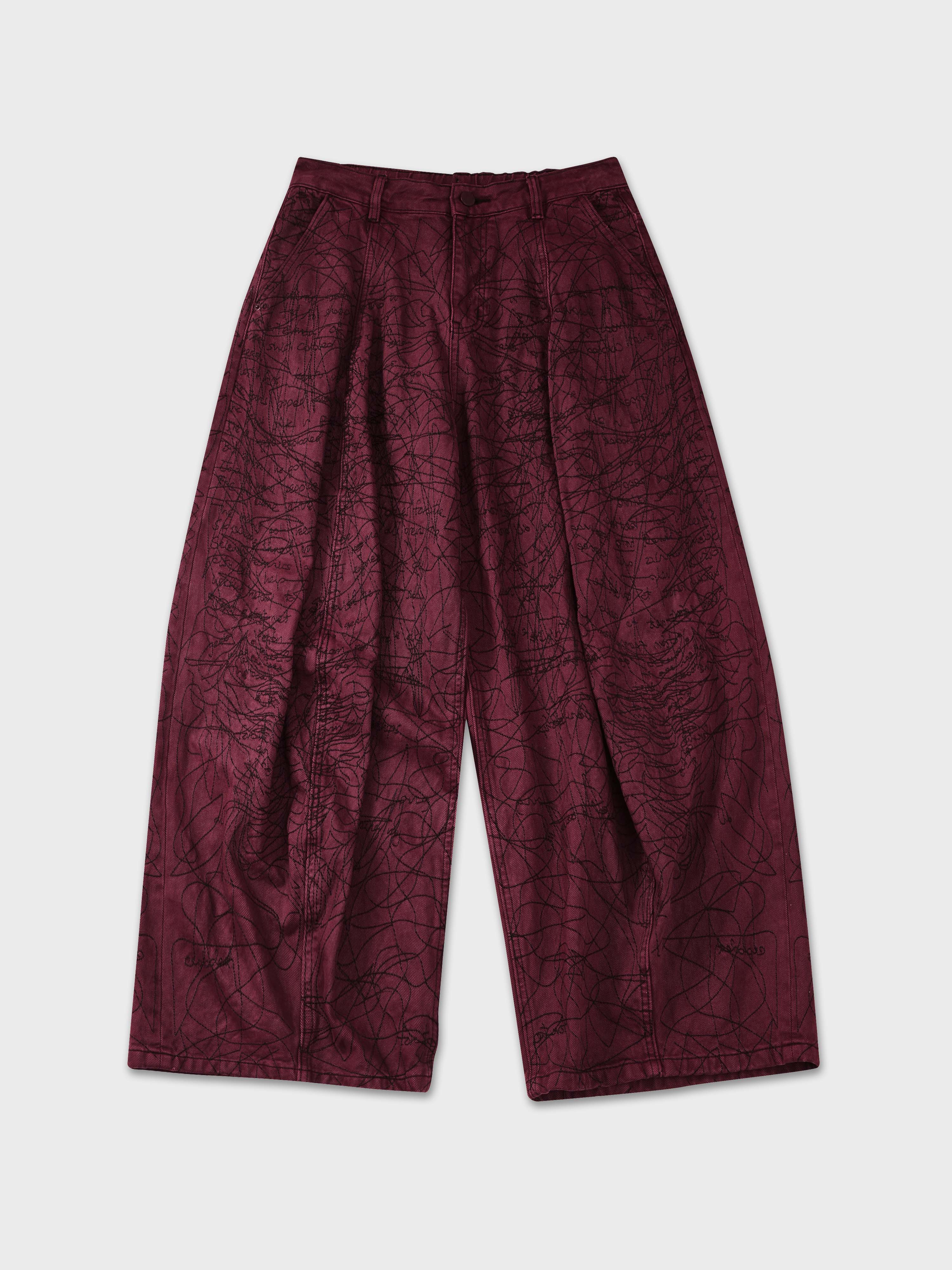Abstract Stitch Crimson Jeans