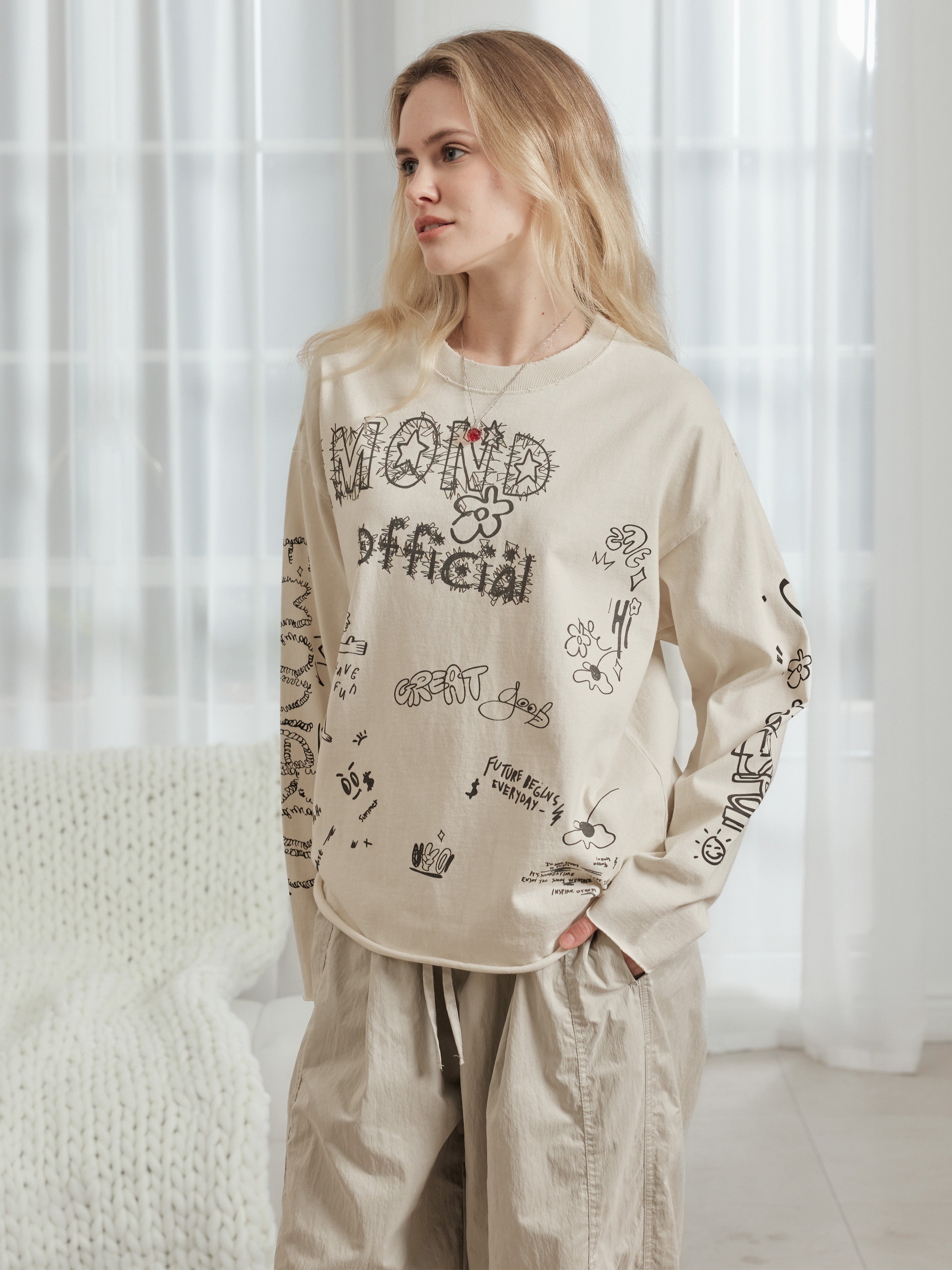 Doodle Raw Hem Longsleeve - Men