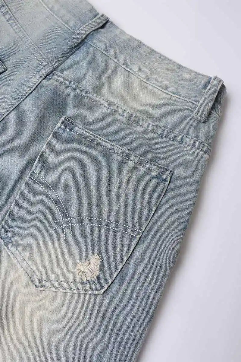 Destroyed Frayed Denim Shorts