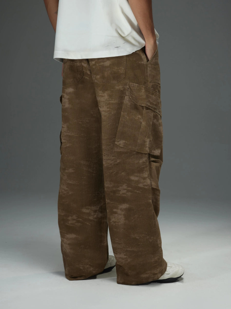 Distressed Camo Baggy Cargo Pants