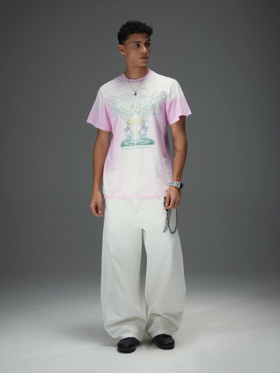 Double Waistband Wide Leg White Jeans