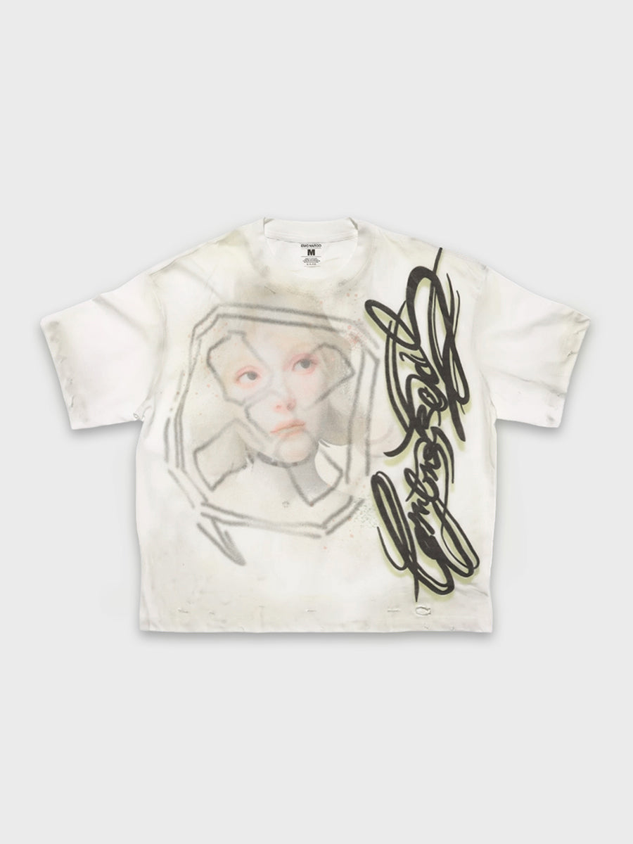Abstract Graffiti Script Portrait Tee