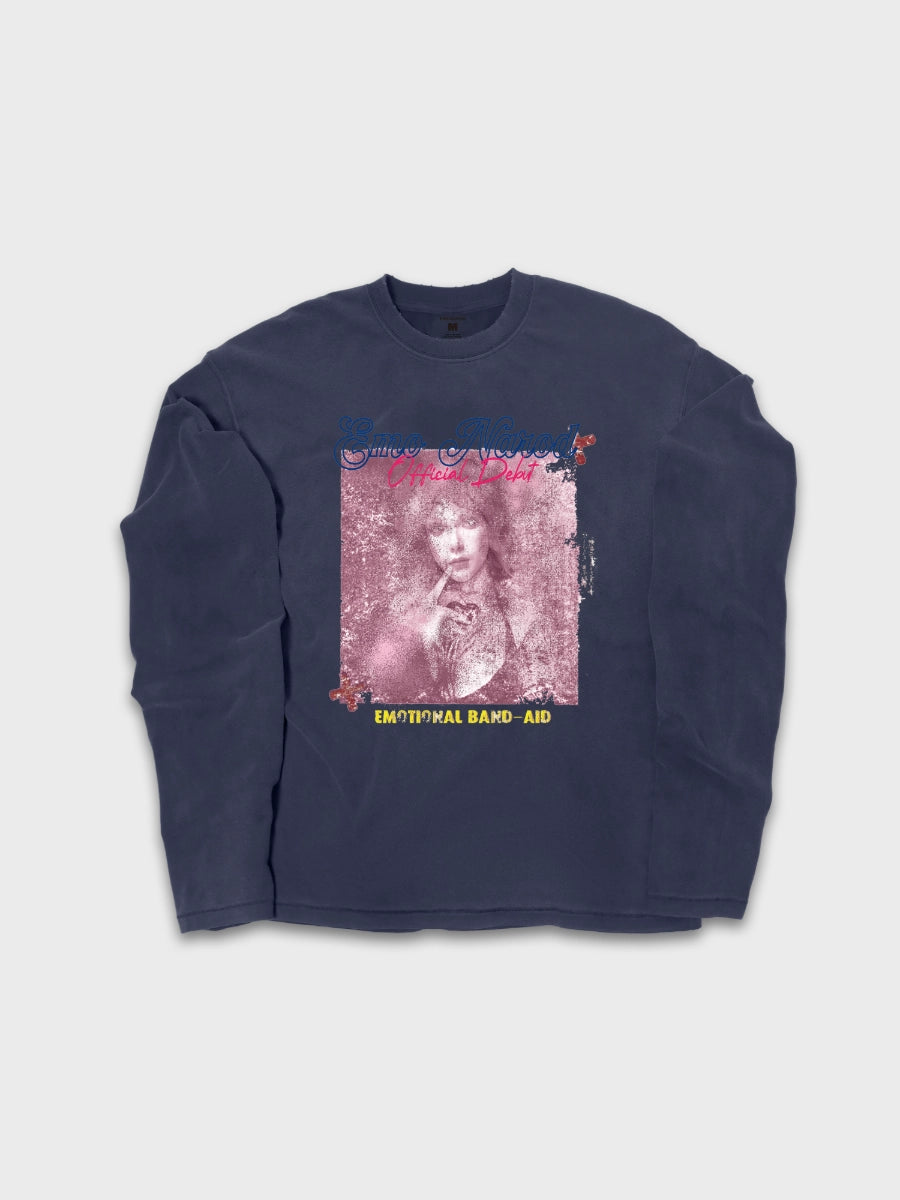 T-shirt à manches longues Doodle avec ourlet brut – Homme