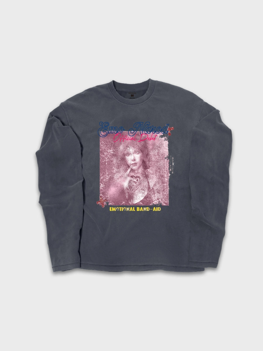 T-shirt à manches longues Doodle avec ourlet brut – Homme