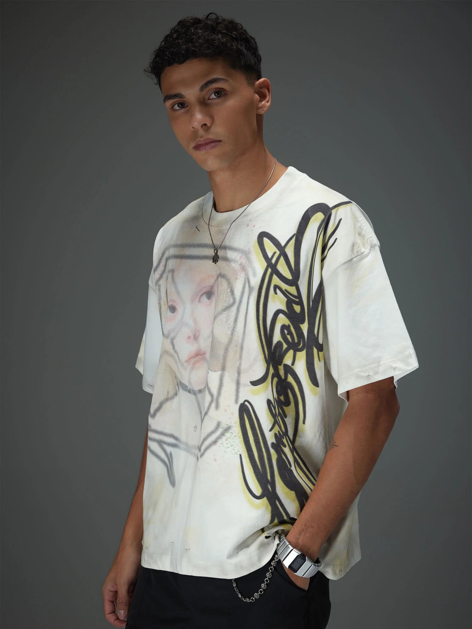 Abstract Graffiti Script Portrait Tee