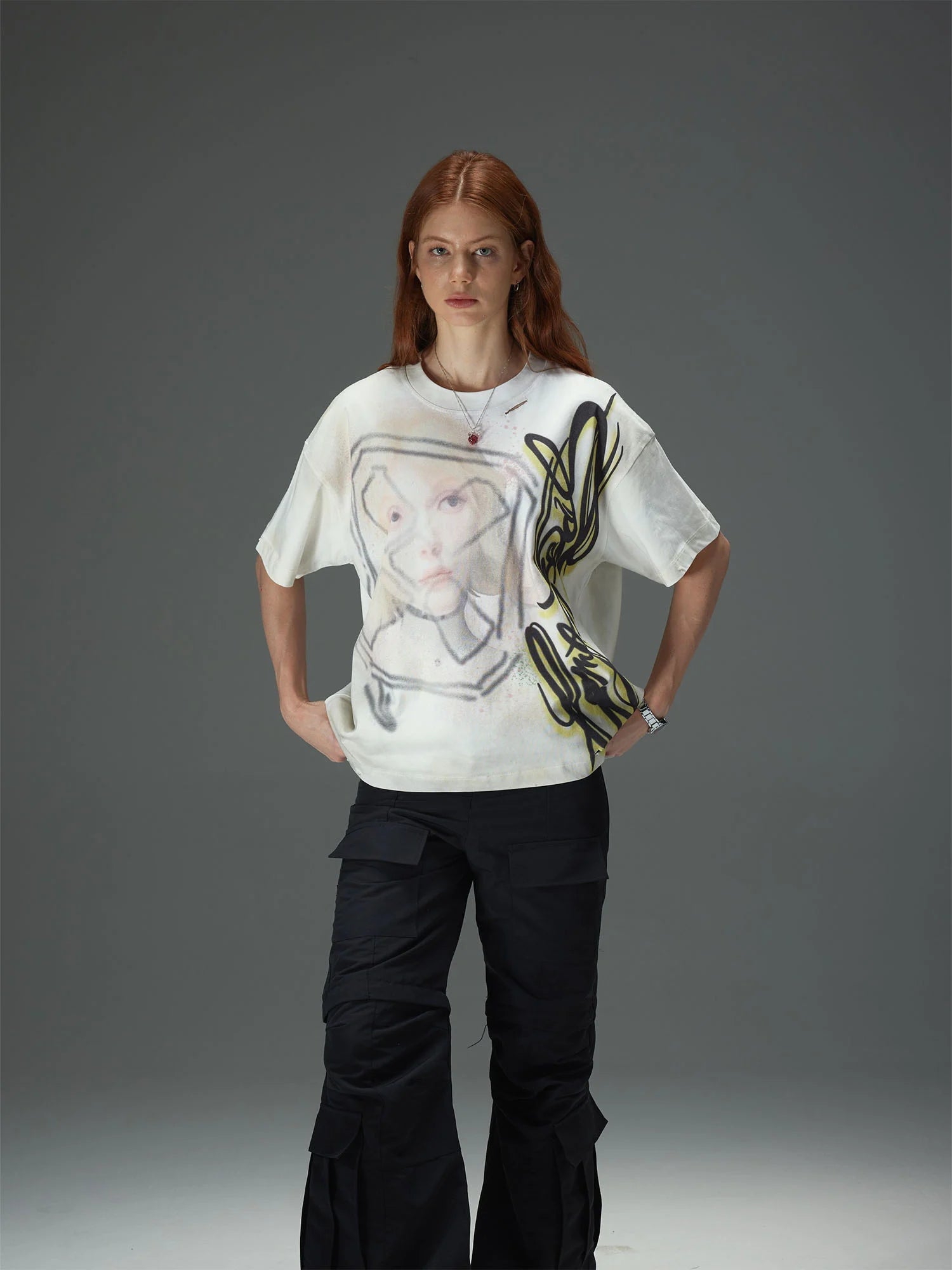 Abstract Graffiti Script Portrait Tee