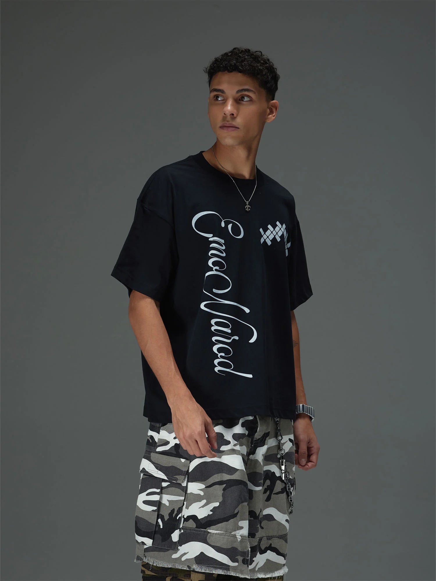 Side-Text Graphic Boxy Tee