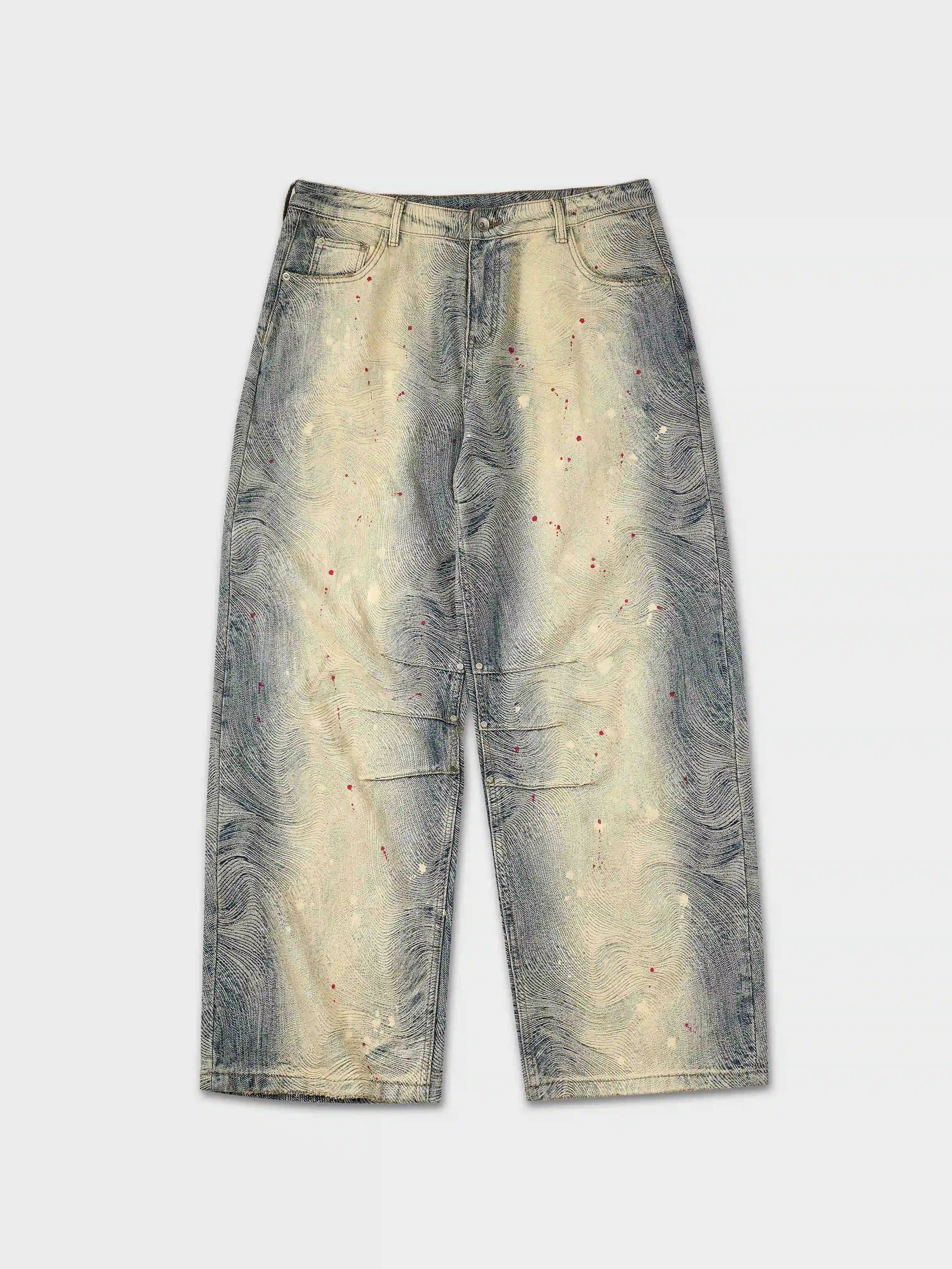Splatter Contrast Wide Leg Jeans