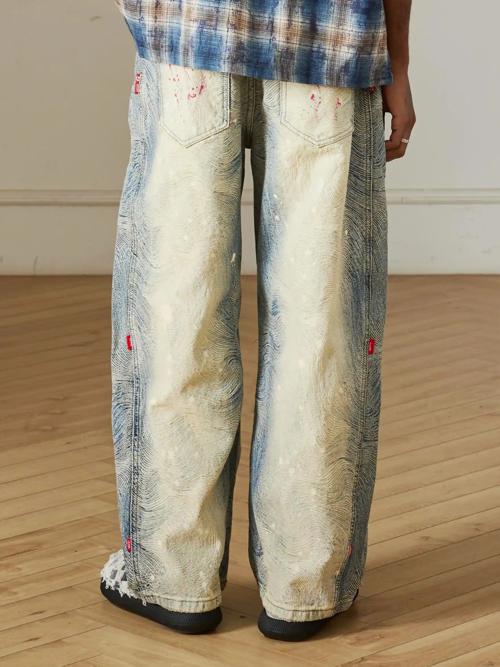 Splatter Contrast Wide Leg Jeans