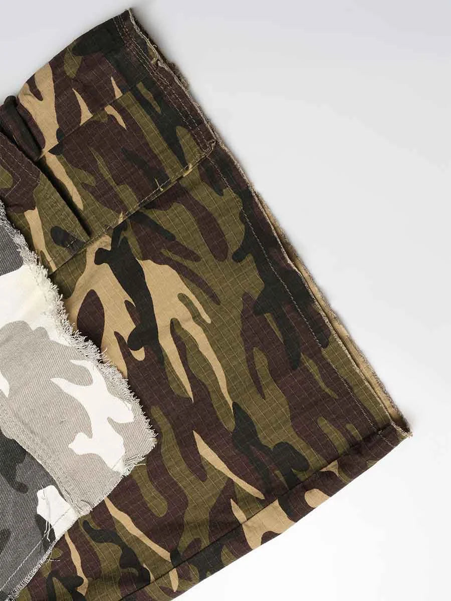 Patchwork Camo Cargo Shorts