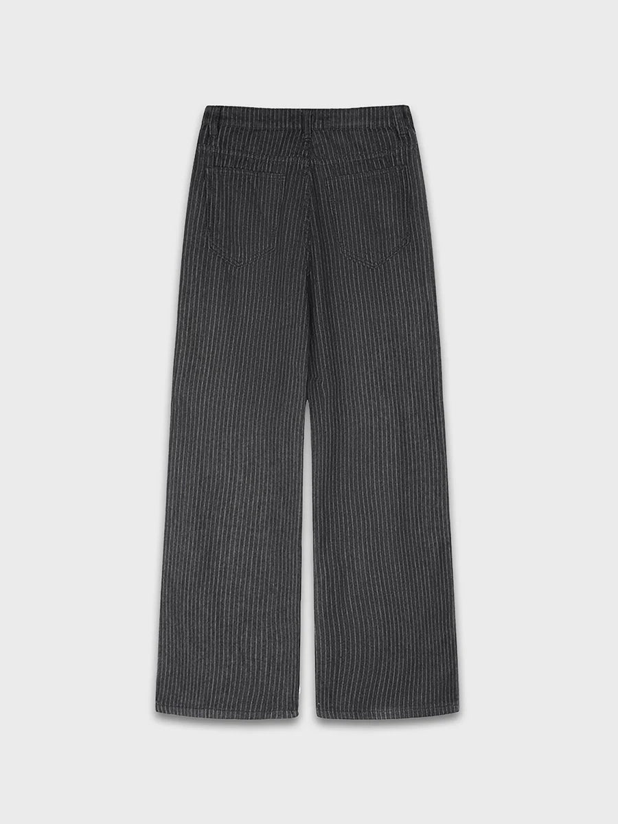 Pinstripe Baggy Wide Leg Jeans
