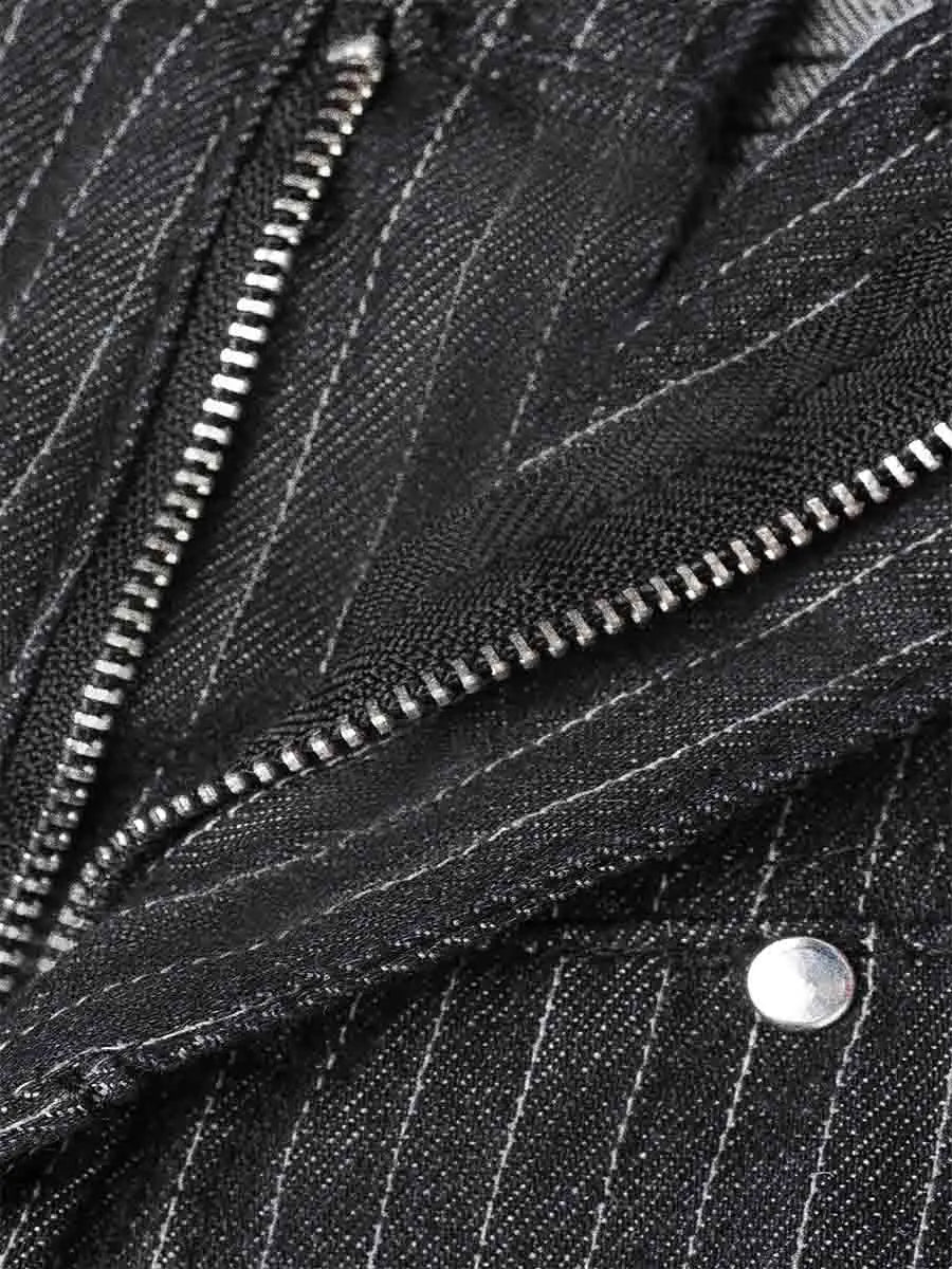 Pinstripe Baggy Wide Leg Jeans