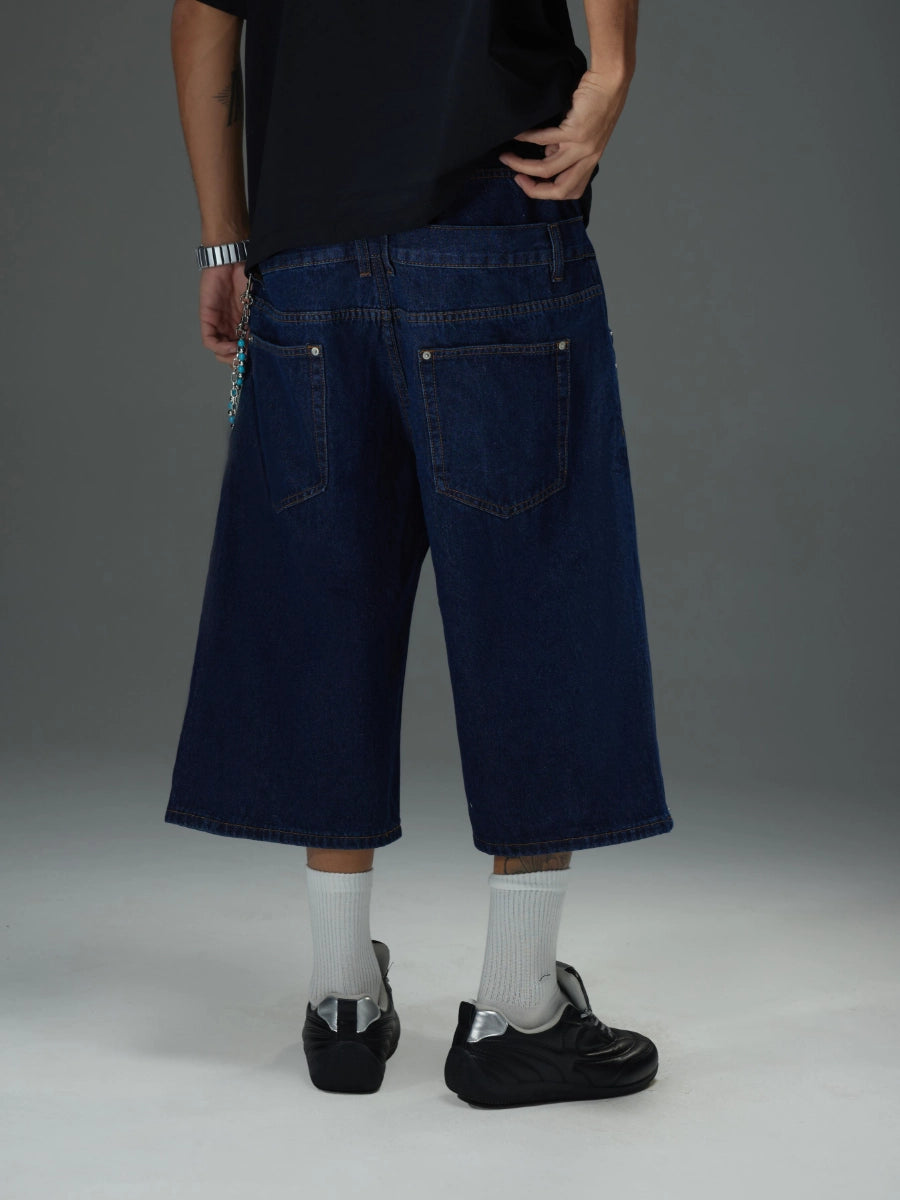 Rivet Double Waist Denim Shorts