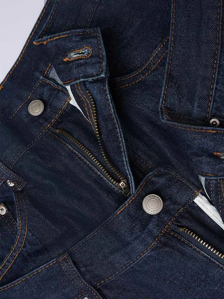 Rivet Double Waist Denim Shorts