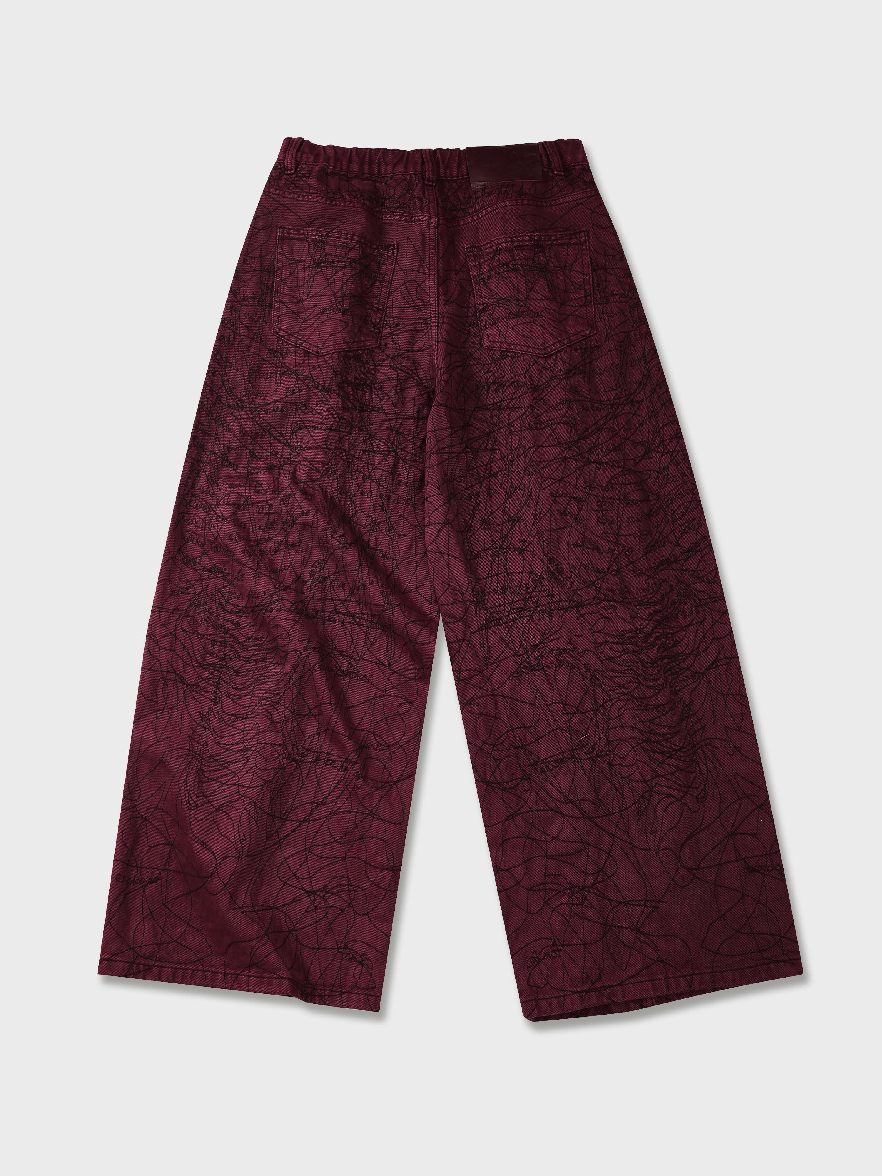 Abstract Stitch Crimson Jeans