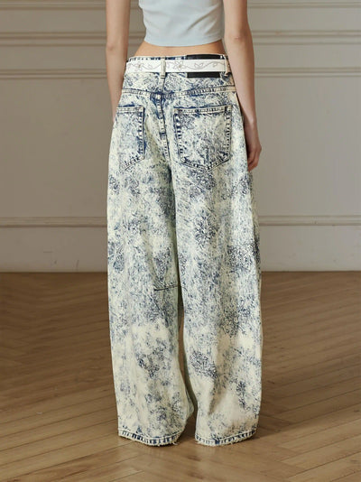 Acid Wash Wide Leg Jeans