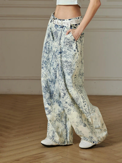 Acid Wash Wide Leg Jeans