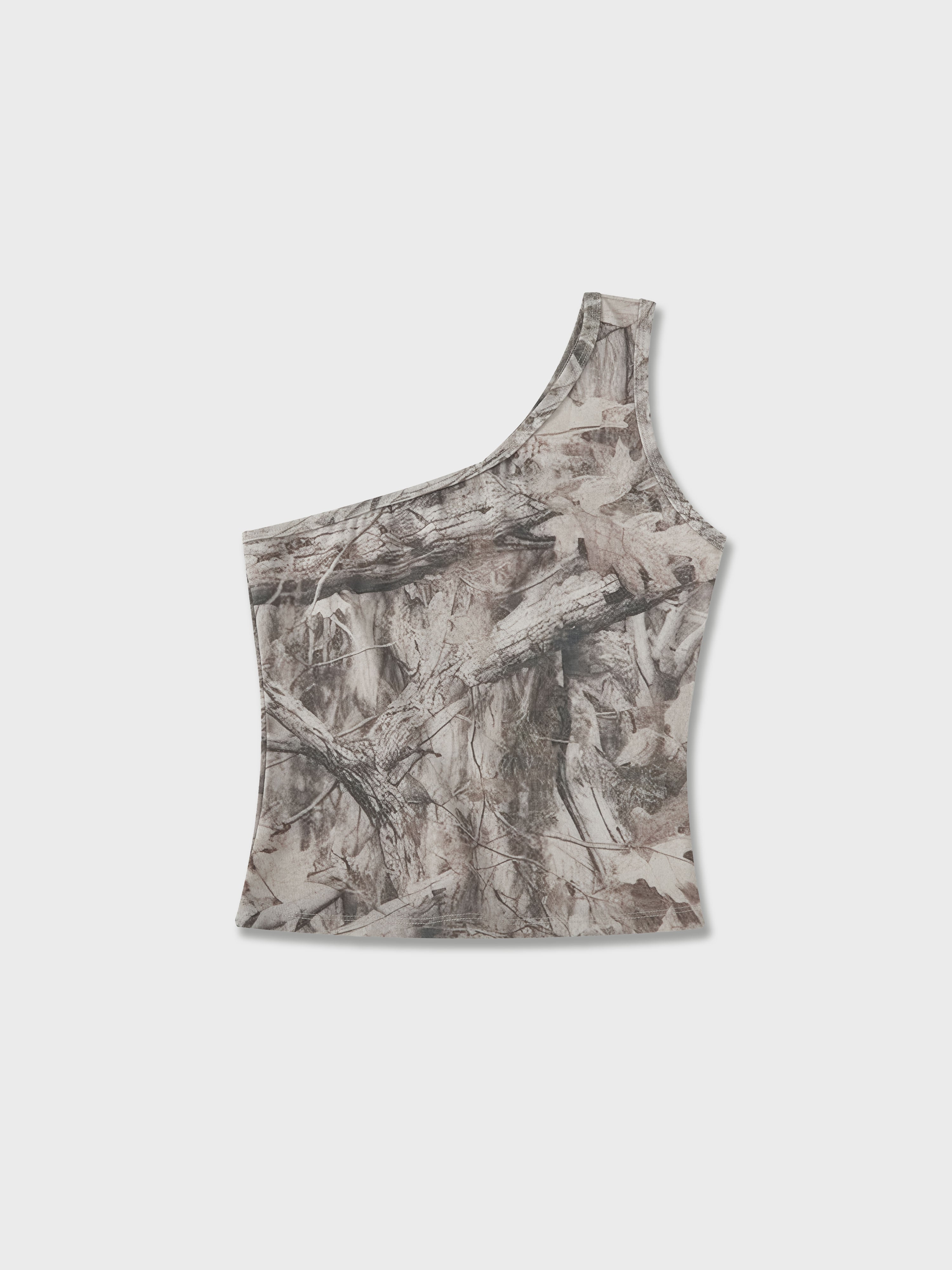 Y2K One Shoulder Camo Top