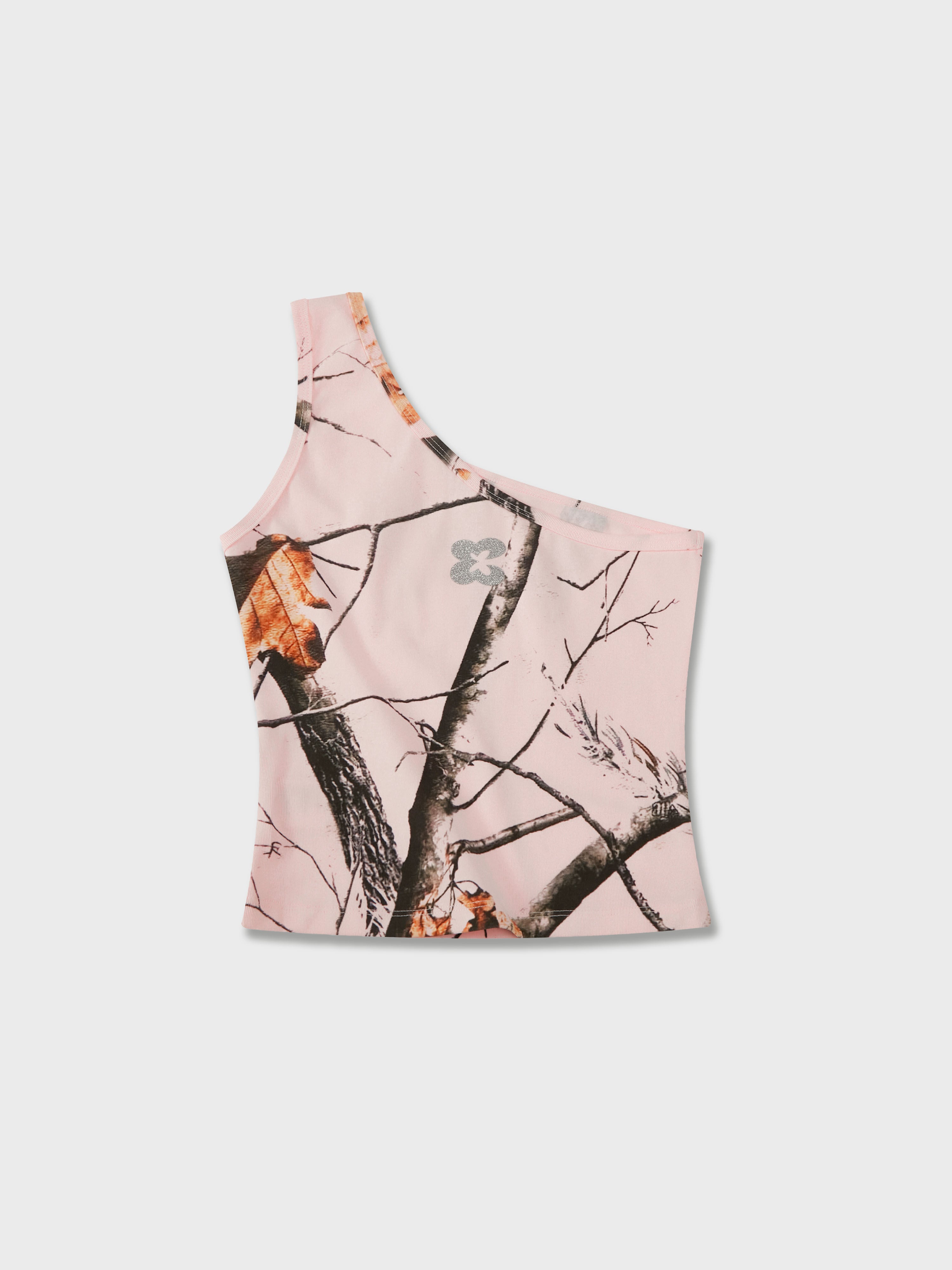 Pink Real Tree One Shoulder Top