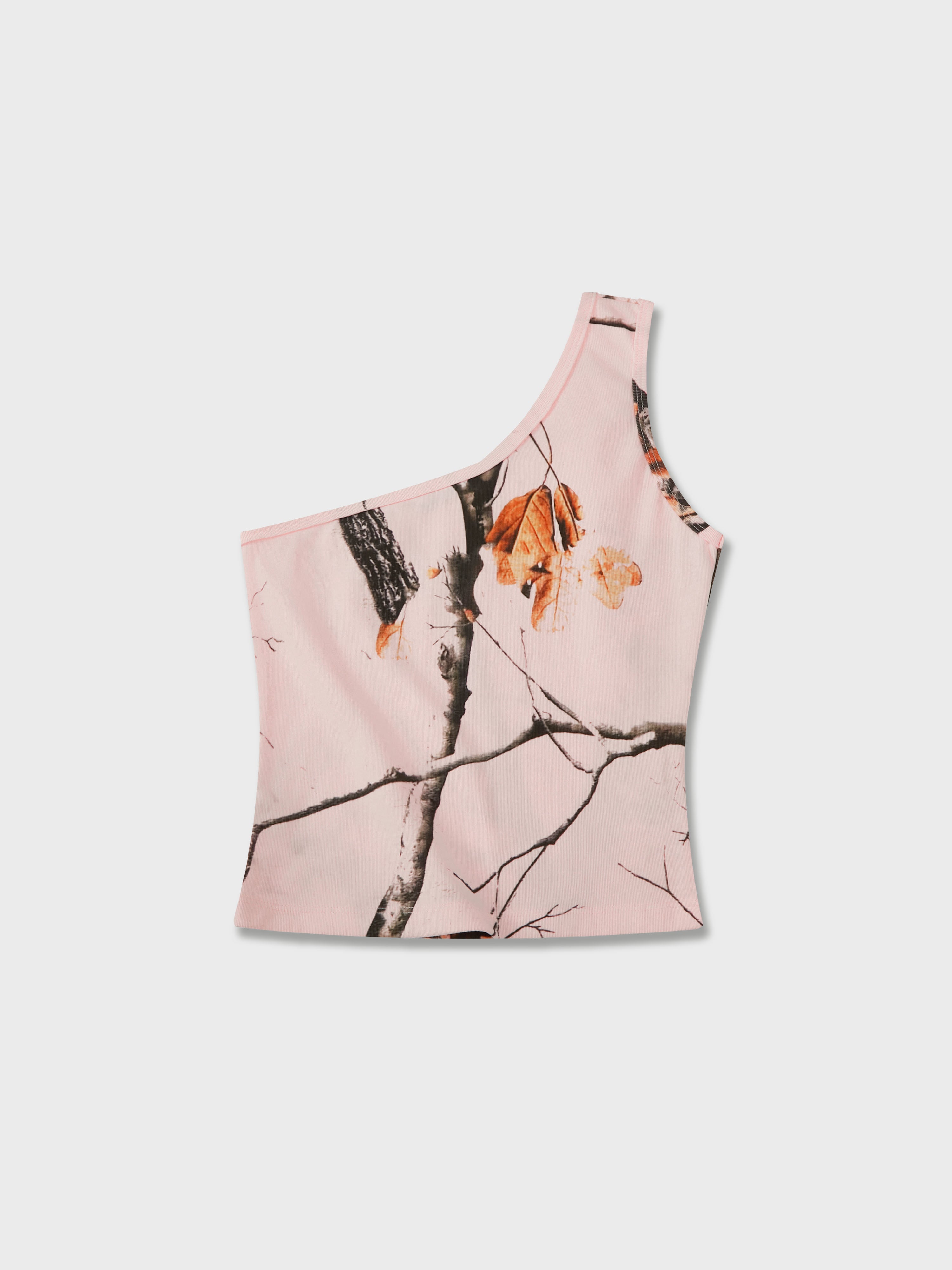 Pink Real Tree One Shoulder Top
