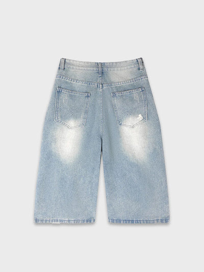 Destroyed Frayed Denim Shorts