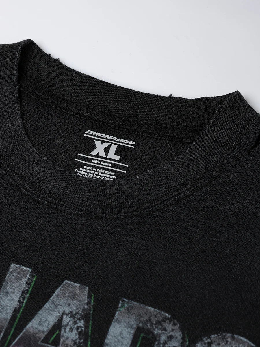 T-shirt à manches longues Doodle avec ourlet brut – Homme