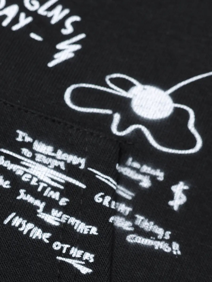 Doodle Raw Hem Zip Hoodie