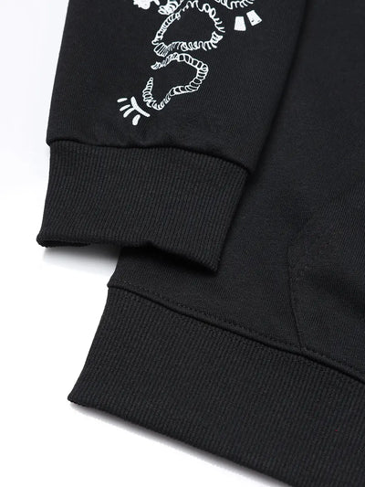 Doodle Raw Hem Zip Hoodie
