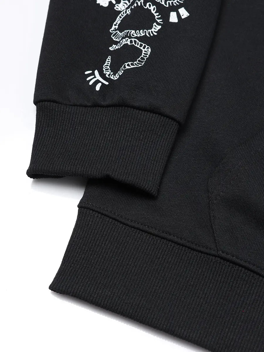 Doodle Raw Hem Zip Hoodie