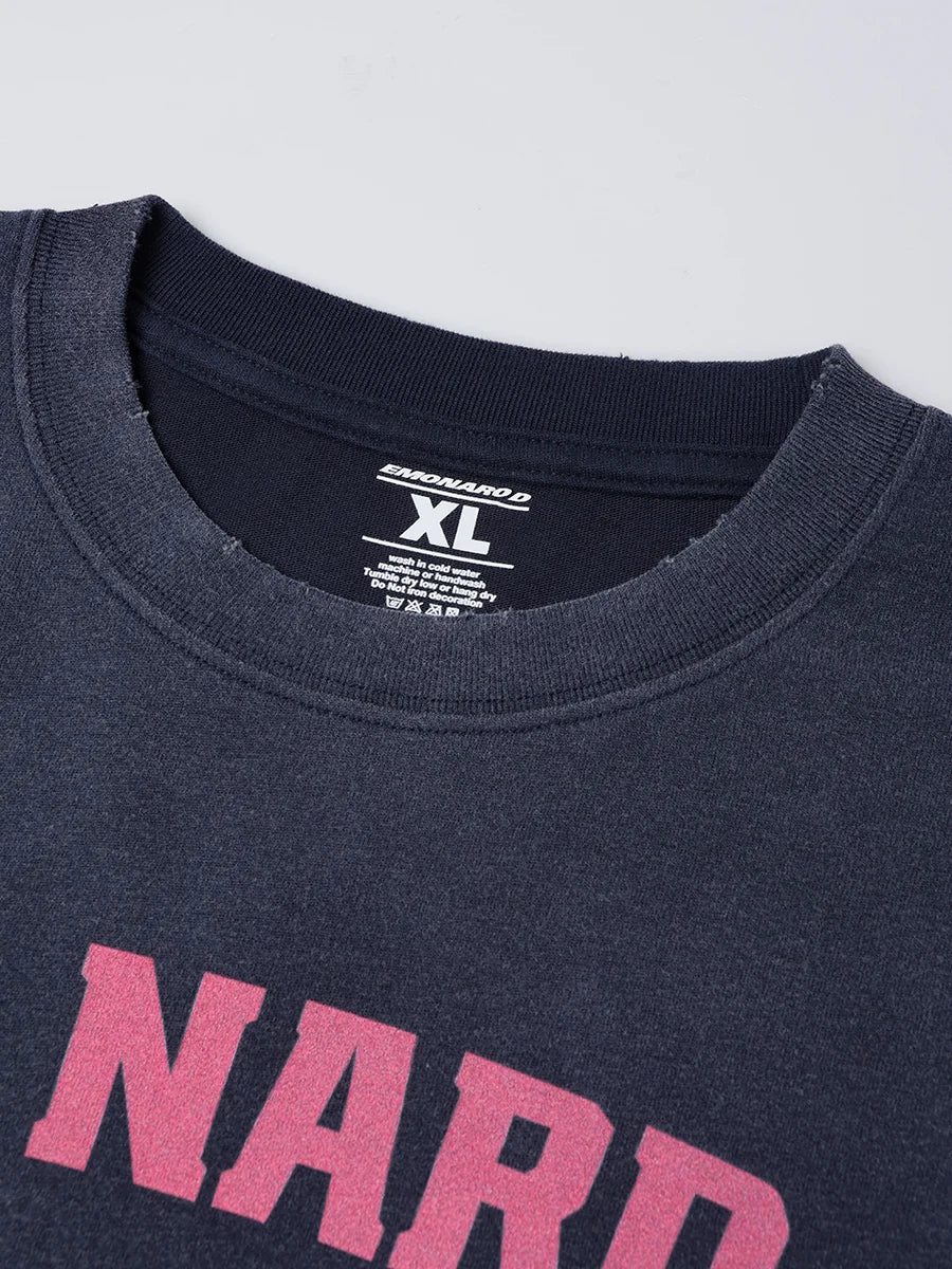 T-shirt à manches longues Doodle avec ourlet brut – Homme