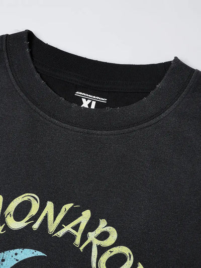 T-shirt à manches longues Doodle avec ourlet brut – Homme