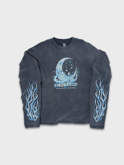 T-shirt à manches longues Doodle avec ourlet brut – Homme