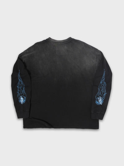 T-shirt à manches longues Doodle avec ourlet brut – Homme