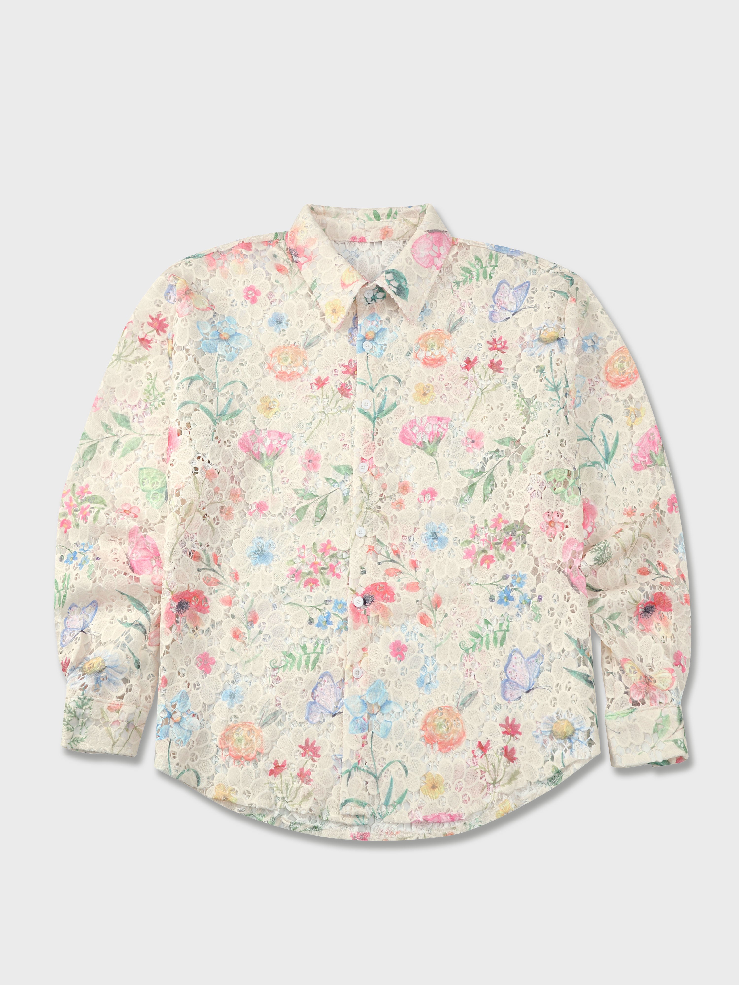Irregular Eyelet Long Sleeve Shirt