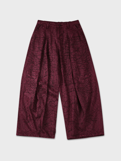 Abstract Stitch Crimson Jeans