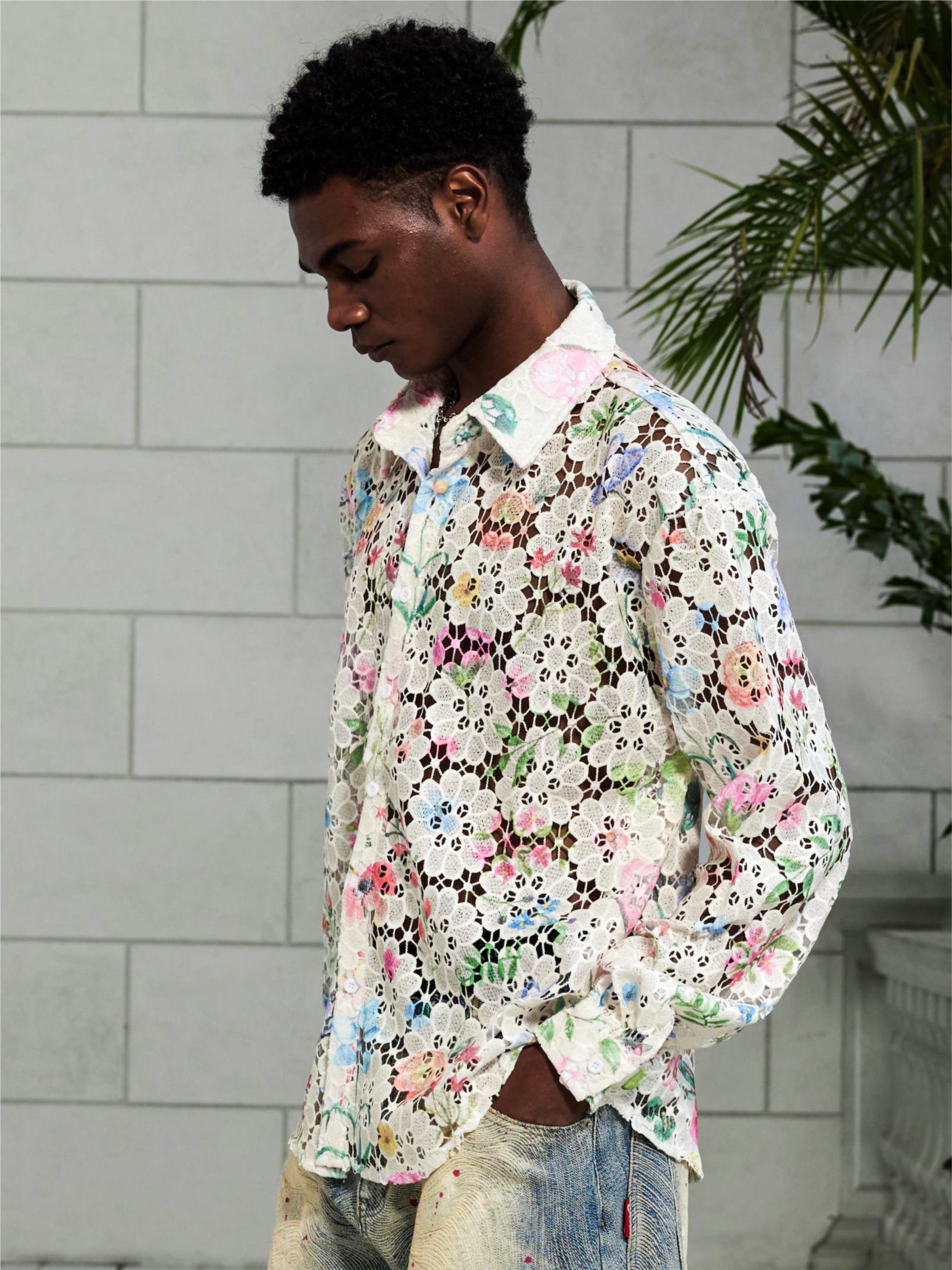 Irregular Eyelet Long Sleeve Shirt