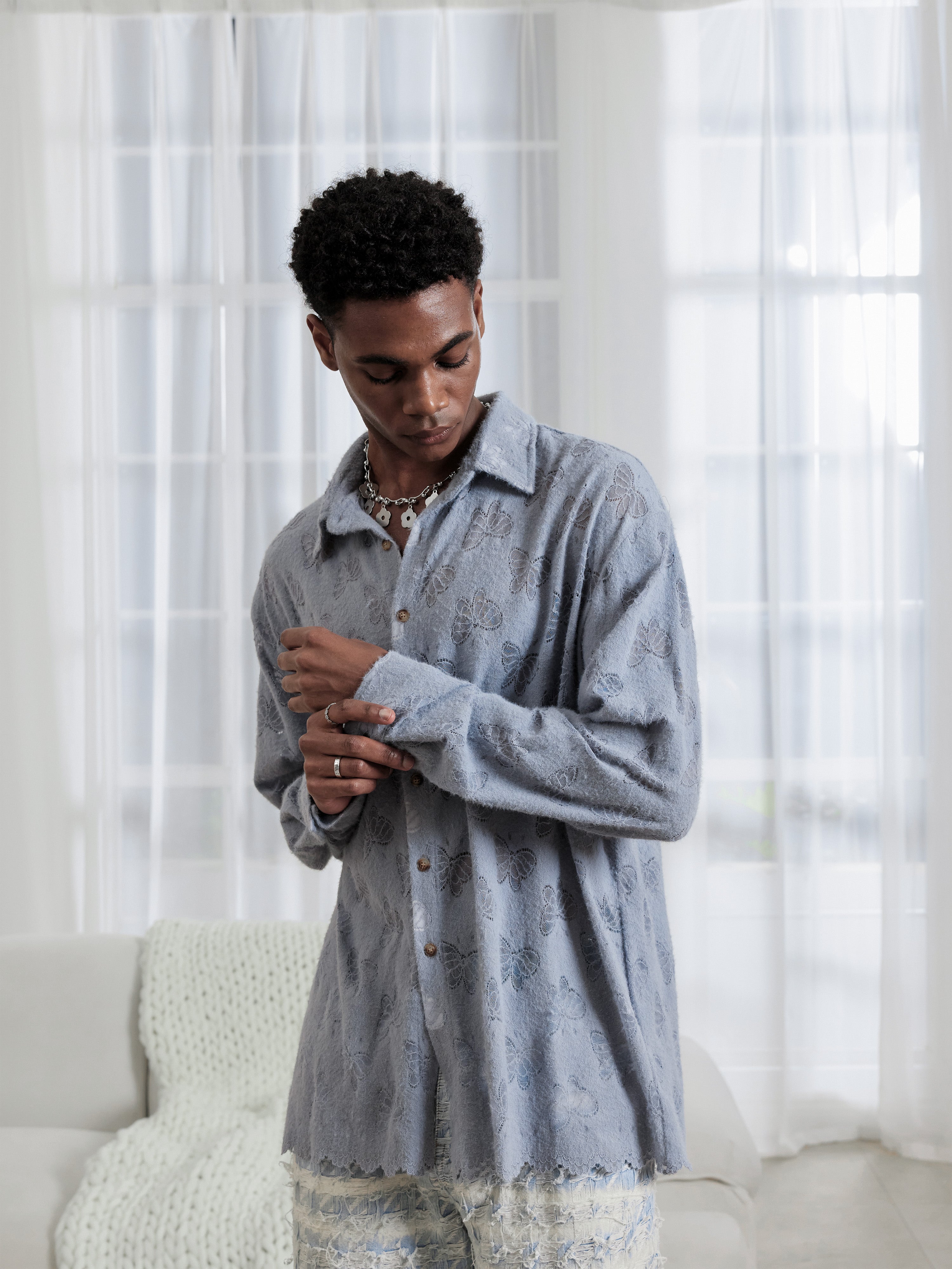 Soft Butterfly Lace Long Sleeve Shirt