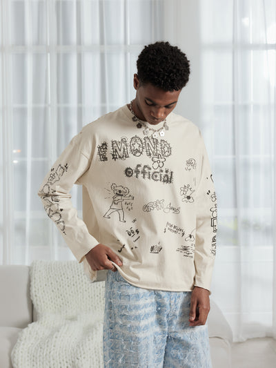 Doodle Raw Hem Longsleeve - Men