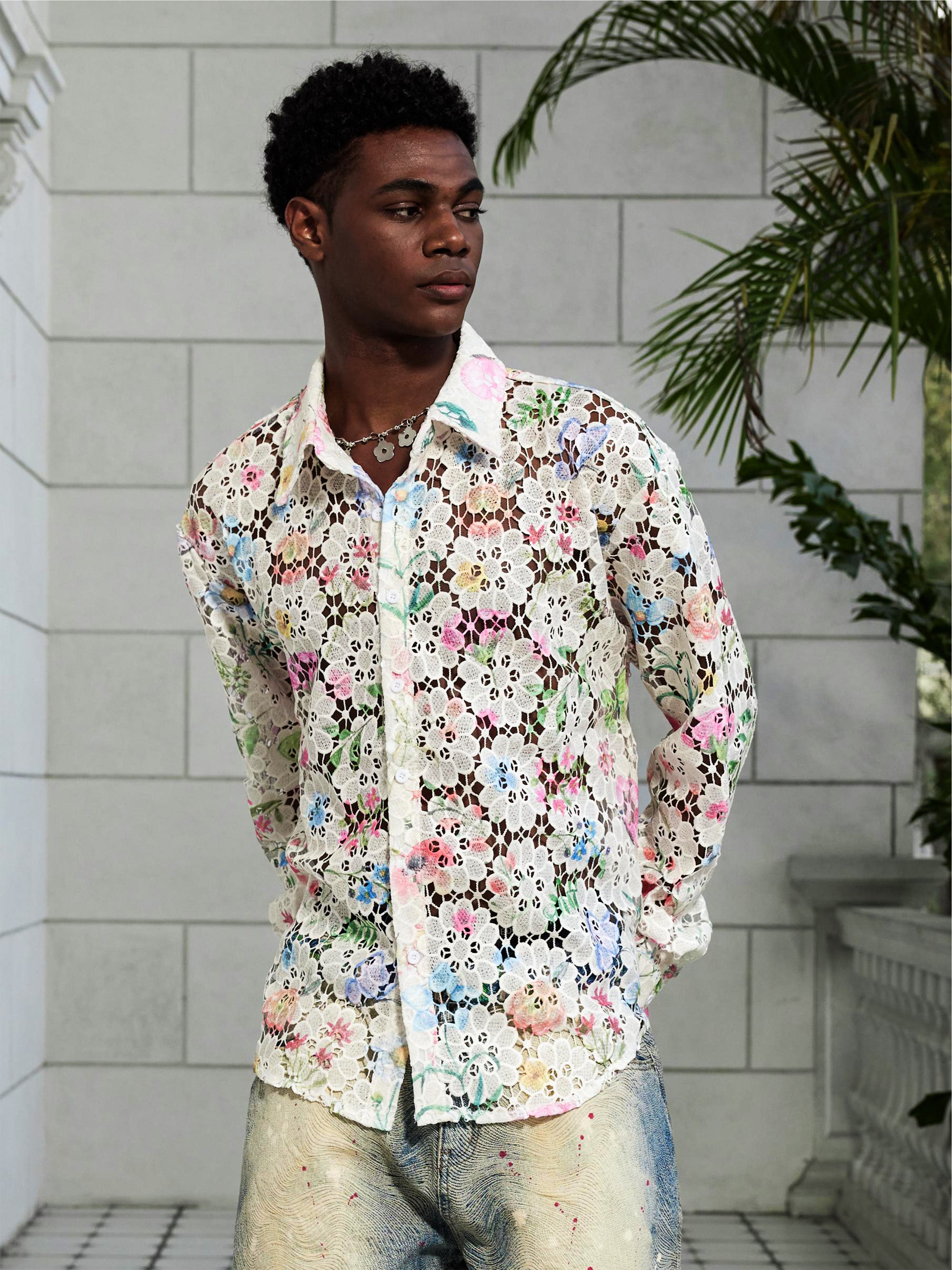 Irregular Eyelet Long Sleeve Shirt