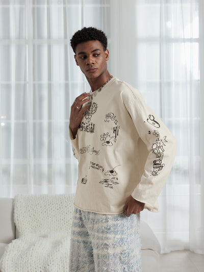 Doodle Raw Hem Longsleeve - Men
