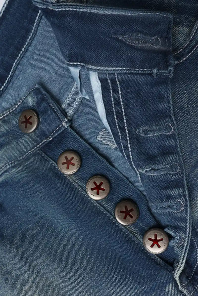 Button Fly Bootcut Ripple Wash Jeans