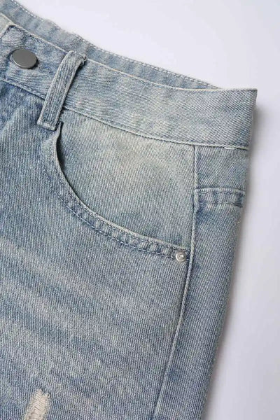 Destroyed Frayed Denim Shorts